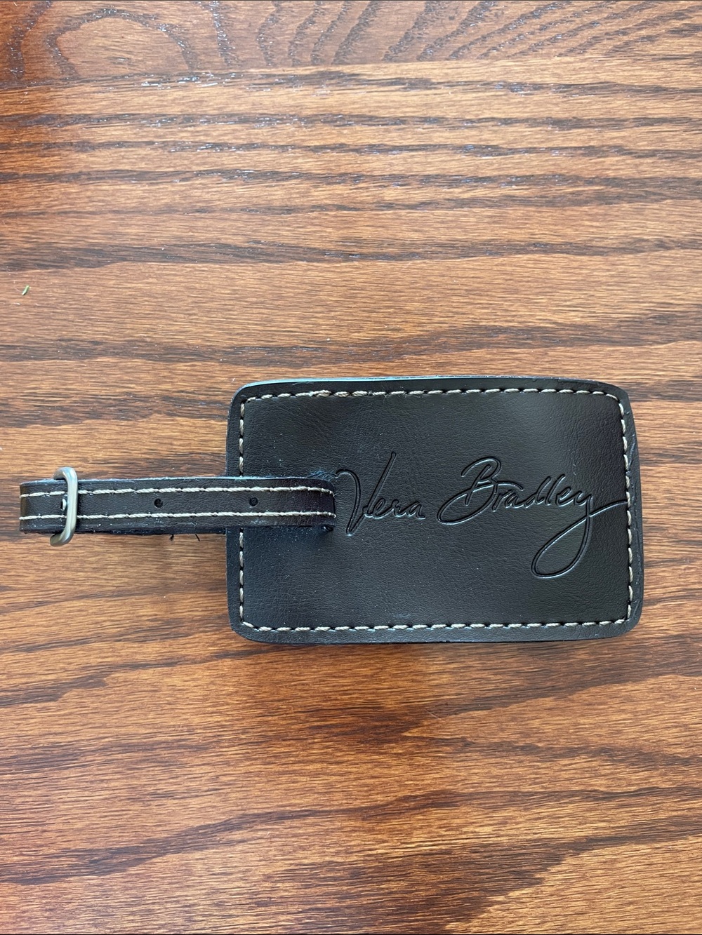 Rare Vera Bradley Brown Leather Luggage Tag with Embossed Logo